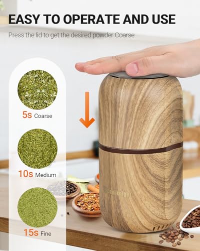 COOL KNIGHT Electric Herb Grinder [Large Capacity/High Rotating Speed]-Electric Grinder for Spices and Herbs (Wood grain 2) - My Kitchen Products