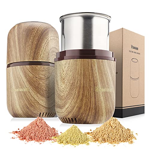 COOL KNIGHT Electric Herb Grinder [Large Capacity/High Rotating Speed]-Electric Grinder for Spices and Herbs (Wood grain 2) - My Kitchen Products