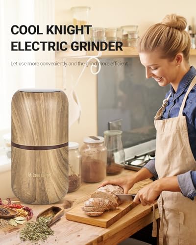 COOL KNIGHT Electric Herb Grinder [Large Capacity/High Rotating Speed]-Electric Grinder for Spices and Herbs (Wood grain 2) - My Kitchen Products