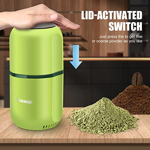 COOL KNIGHT Herb Grinder [large capacity/fast/Electric ]-Spice Herb Coffee Grinder with Pollen Catcher/- 7.5" (Green) - My Kitchen Products