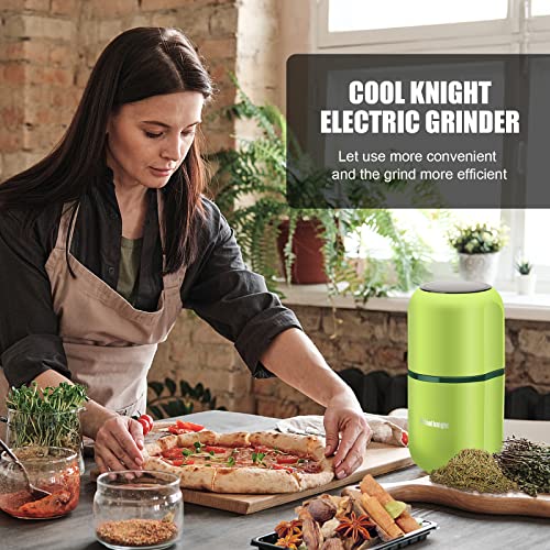 COOL KNIGHT Herb Grinder [large capacity/fast/Electric ]-Spice Herb Coffee Grinder with Pollen Catcher/- 7.5" (Green) - My Kitchen Products
