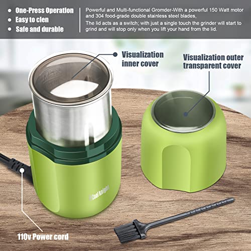 COOL KNIGHT Herb Grinder [large capacity/fast/Electric ]-Spice Herb Coffee Grinder with Pollen Catcher/- 7.5" (Green) - My Kitchen Products