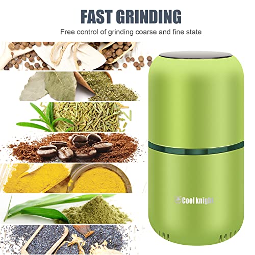 COOL KNIGHT Herb Grinder [large capacity/fast/Electric ]-Spice Herb Coffee Grinder with Pollen Catcher/- 7.5" (Green) - My Kitchen Products