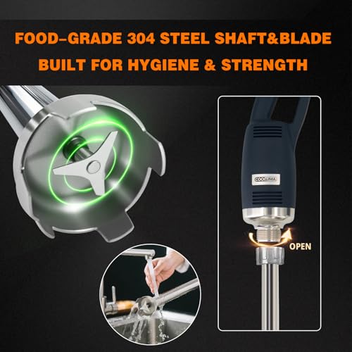 COOLUMA Commercial Immersion Blender, X-Heavy Huty 750W Handheld Blender, 18 Inch Detachable Shaft, 8,000-19,000 RPM Variable Speed, 42 Gallons Multifunction Pro Electric Stick Emulsifier. - My Kitchen Products