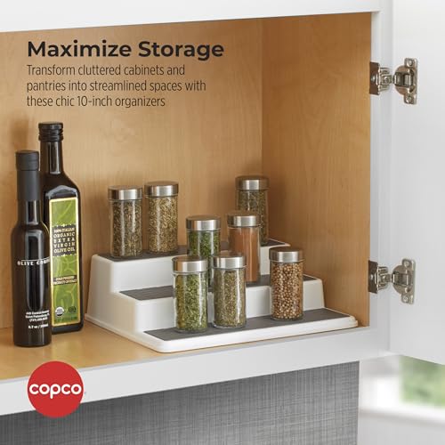 Copco Grey 2 Non-Skid 3-Tier Spice Rack Organizer for Pantry, 2-Pack, 10-Inch - My Kitchen Products