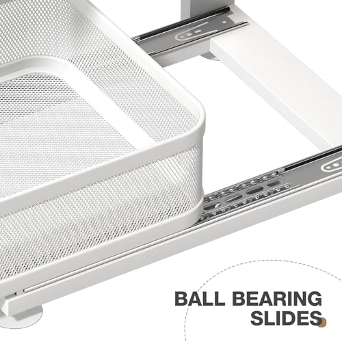 Corbyles 2 Pack Under Sink Organizer With Next-Gen Ball-Bearing Slides,2-Tier Precision Mesh Pull Out Cabinet Drawers Storage for Bathroom&Kitchen,Height Adjustable Shelf,Rust-resistant-Patent Pending - My Kitchen Products