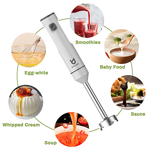 Cordless Hand Blender, UTALENT Variable Speed Immersion Blender handheld Rechargeable, with USB-C Charging Cable, Egg Whisk, for Smoothies, Milkshakes, Hummus and Soups – White - My Kitchen Products