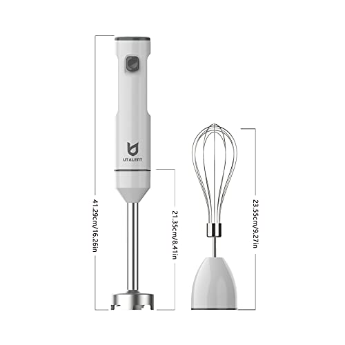 Cordless Hand Blender, UTALENT Variable Speed Immersion Blender handheld Rechargeable, with USB-C Charging Cable, Egg Whisk, for Smoothies, Milkshakes, Hummus and Soups – White - My Kitchen Products
