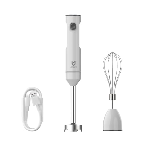 Cordless Hand Blender, UTALENT Variable Speed Immersion Blender handheld Rechargeable, with USB-C Charging Cable, Egg Whisk, for Smoothies, Milkshakes, Hummus and Soups – White - My Kitchen Products