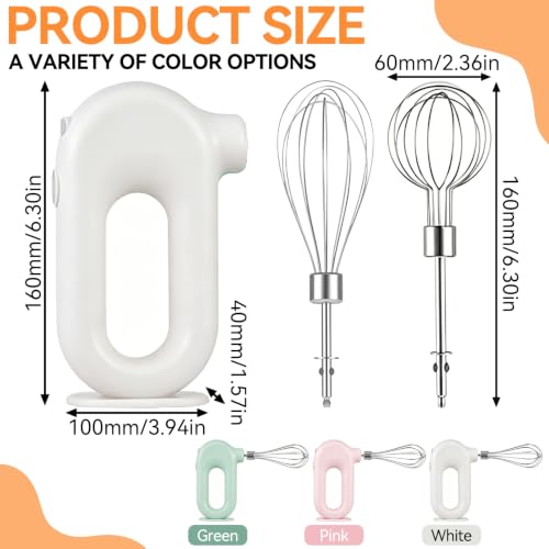 Cordless Hand Mixer, Electric Hand Whisk Portable Egg Beater Handheld Egg Beater Electric Handheld 4 Speed Adjustable Mini Hand Mixer Electric Mixer, USB Charing, 1500mah(White) - My Kitchen Products