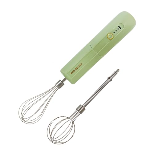Cordless Hand Mixer, Foldable Design Handheld Electric Whisk with 3 Speed Modes, Hand Held Egg Beater with 2 Detachable Stir Whisks (Green) - My Kitchen Products