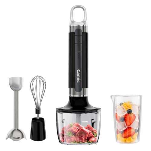 Cordless Immersion Hand Blender with Charging, 4 in 1 Hand Blenders Set,6-Speed Turbo, Wall-Mountable Design, Includes Chopper, Whisk & Frother for Soup, Baby Food & Smoothies (Black) - My Kitchen Products