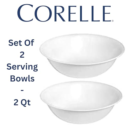 Corelle 12-1/4-Inch Serving Platter, Winter Frost White - 2-Pack with 2-Quart Serving Bowl, Winter Frost White 2PK - Set of 4 - My Kitchen Products