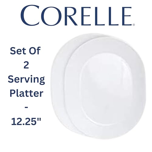 Corelle 12-1/4-Inch Serving Platter, Winter Frost White - 2-Pack with 2-Quart Serving Bowl, Winter Frost White 2PK - Set of 4 - My Kitchen Products