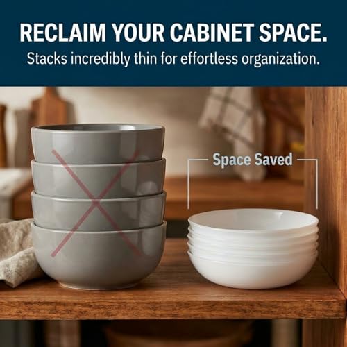 Corelle 4-Pc Versa Bowls for Pasta Salad and More, Service for 4, Durable and Eco-Friendly 30-Oz, Compact Stack Bowl Set, Microwave and Dishwasher Safe, White - My Kitchen Products