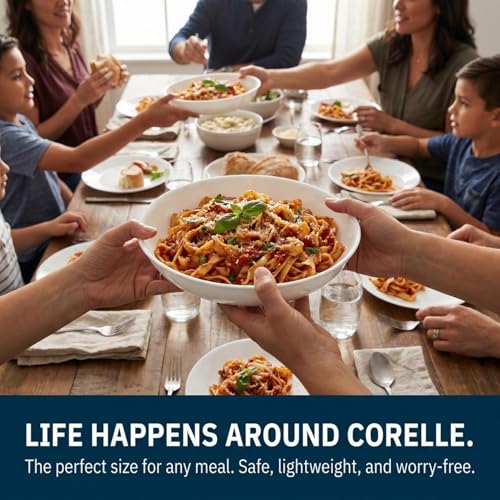 Corelle 4-Pc Versa Bowls for Pasta Salad and More, Service for 4, Durable and Eco-Friendly 30-Oz, Compact Stack Bowl Set, Microwave and Dishwasher Safe, White - My Kitchen Products