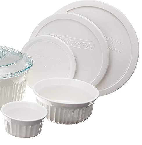 CorningWare French White 10-Pc Ceramic Bakeware Set with Lids Chip and Crack Resistant Stoneware Baking Dish, Microwave, Dishwasher, Oven, Freezer and Fridge Safe - My Kitchen Products