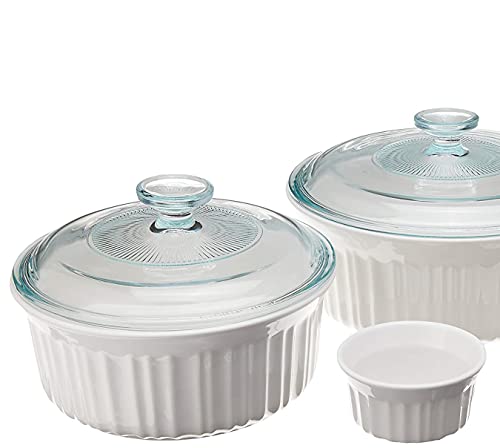 CorningWare French White 10-Pc Ceramic Bakeware Set with Lids Chip and Crack Resistant Stoneware Baking Dish, Microwave, Dishwasher, Oven, Freezer and Fridge Safe - My Kitchen Products
