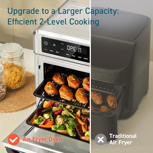 Cosori 11-in-1 Air Fryer Oven, 13Qt Small Footprint Airfryer combo with Rotisserie, Toast, Bake, Roast, Reheat Functions and more, Recipe Book & 6 Accessories Included, Perfect for Small Countertop - My Kitchen Products