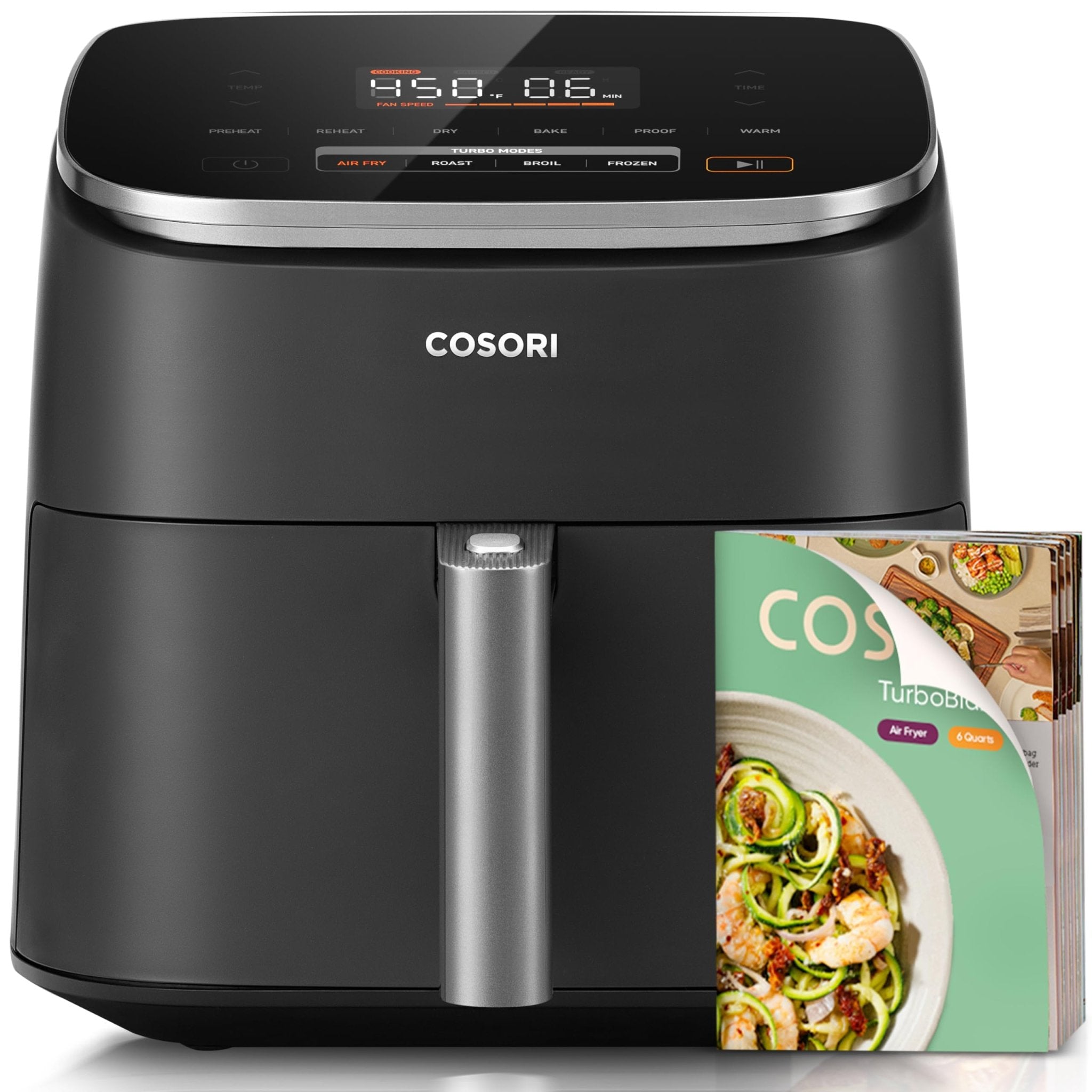 Cosori 9-in-1 TurboBlaze Air Fryer 6 Qt, PFAS-Free Ceramic Coating, 90°, 450°F, Precise Heating for Even Results, Air