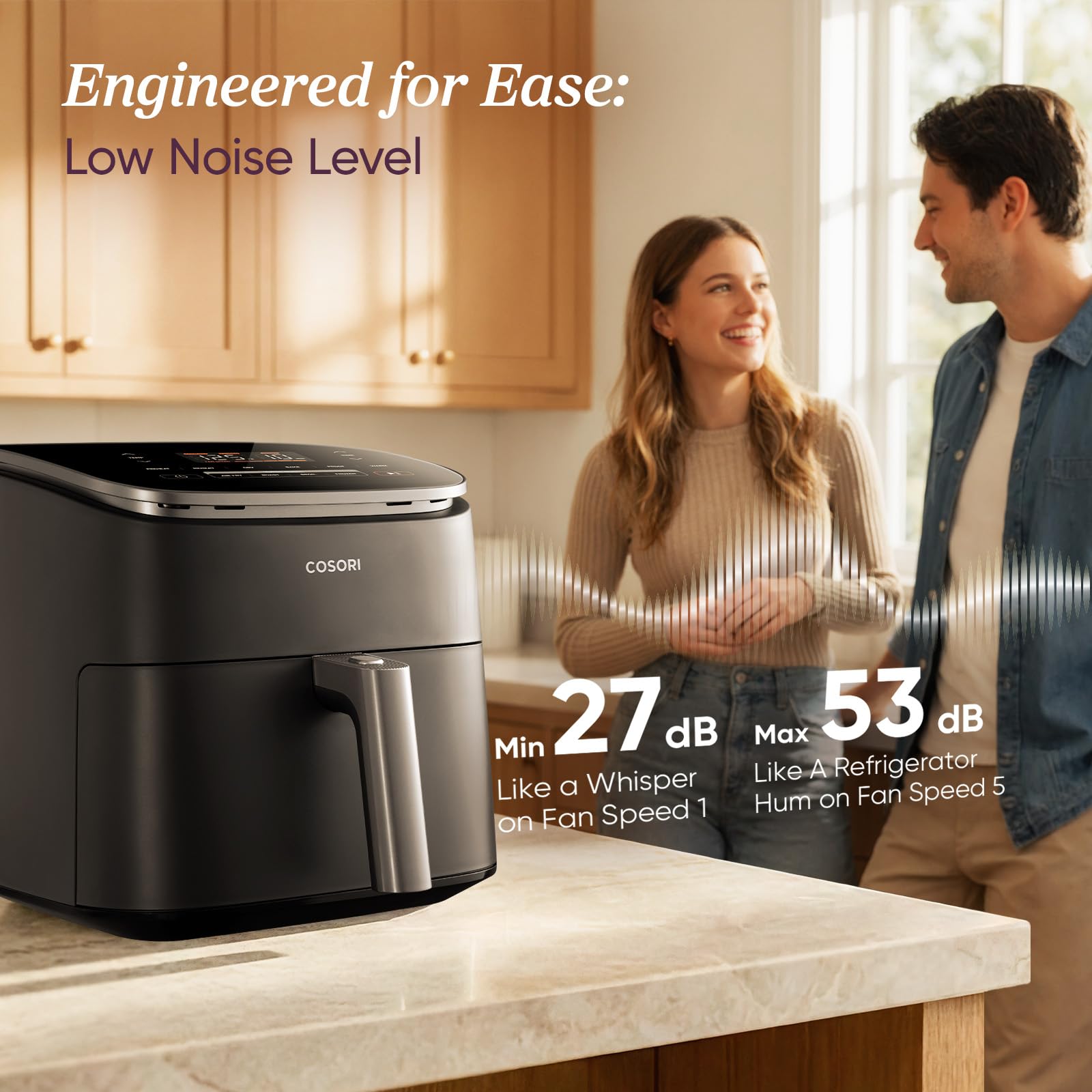 Cosori 9-in-1 TurboBlaze Air Fryer 6 Qt, PFAS-Free Ceramic Coating, 90°–450°F, Precise Heating for Even Results, Air Fry, Roast, Bake, Broil, Dry, Frozen, Proof, Reheat, Keep Warm, 120V, Dark Gray - My Kitchen Products