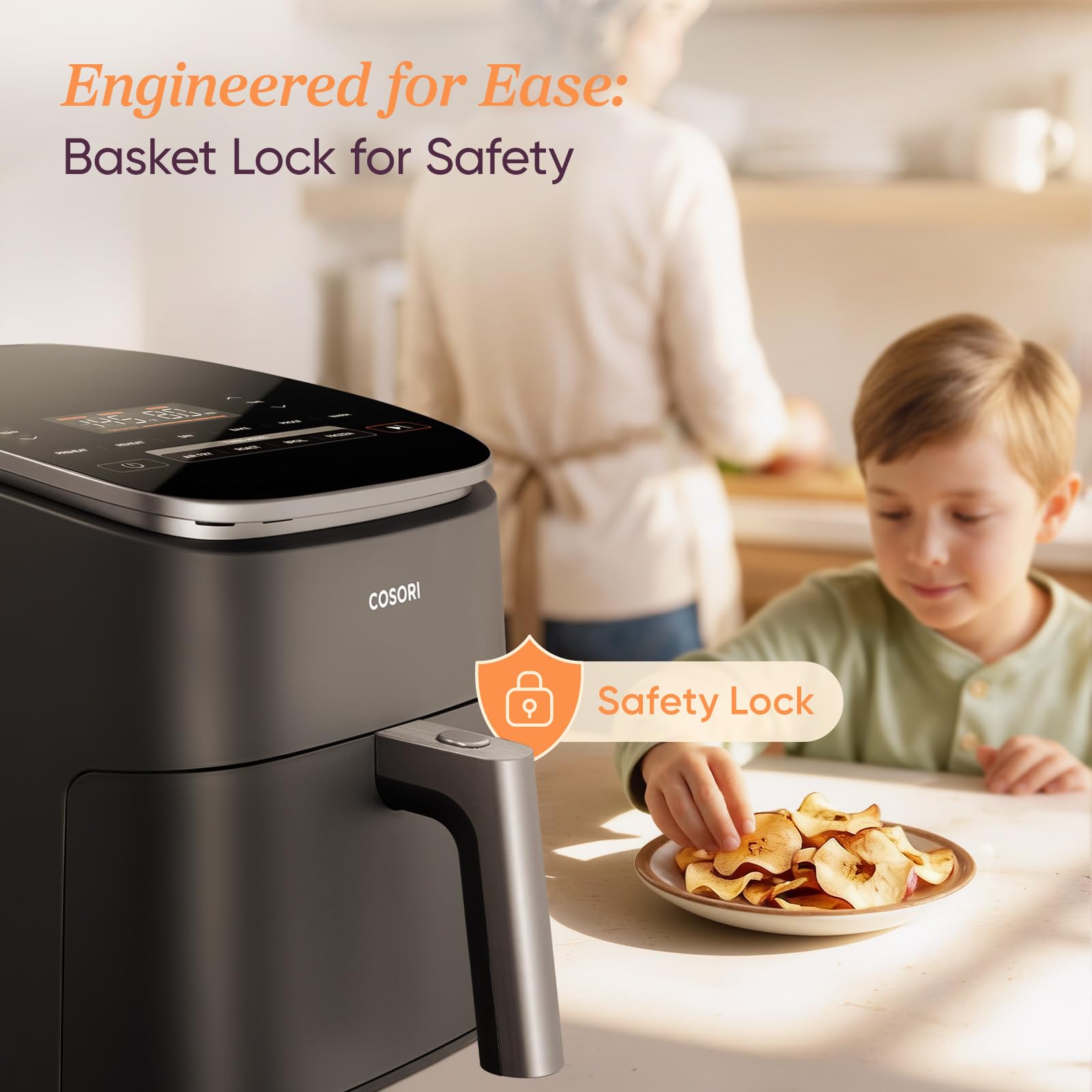 Cosori 9-in-1 TurboBlaze Air Fryer 6 Qt, PFAS-Free Ceramic Coating, 90°–450°F, Precise Heating for Even Results, Air Fry, Roast, Bake, Broil, Dry, Frozen, Proof, Reheat, Keep Warm, 120V, Dark Gray - My Kitchen Products