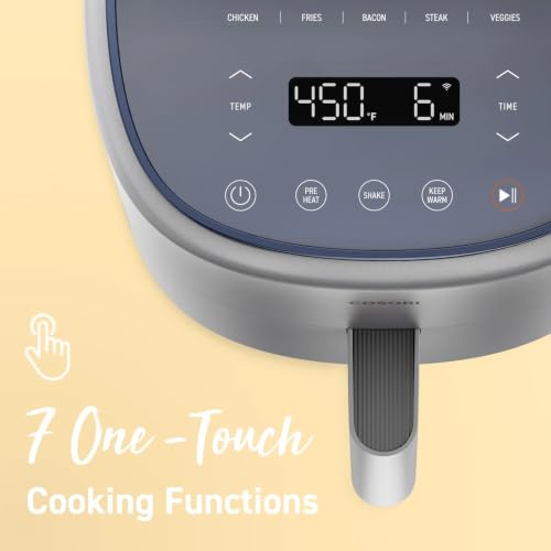 Cosori Air Fryer 4 Qt, 7 Cooking Functions Airfryer, 150+ Recipes on Free App, 97% less fat Freidora de Aire, Dishwasher-safe, Designed for 1-3 People, Lite 4.0-Quart, Smart, Light Gray - My Kitchen Products