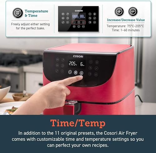 COSORI Air Fryer 5.8QT Oil-Free XL Electric Hot Air Fryers Oven, Programmable 11-in-1 Cooker with Preheat & Shake Reminder, Equipped Digital Touchscreen and Nonstick Basket, 100 Recipes, Red - My Kitchen Products