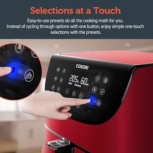 COSORI Air Fryer 5.8QT Oil-Free XL Electric Hot Air Fryers Oven, Programmable 11-in-1 Cooker with Preheat & Shake Reminder, Equipped Digital Touchscreen and Nonstick Basket, 100 Recipes, Red - My Kitchen Products