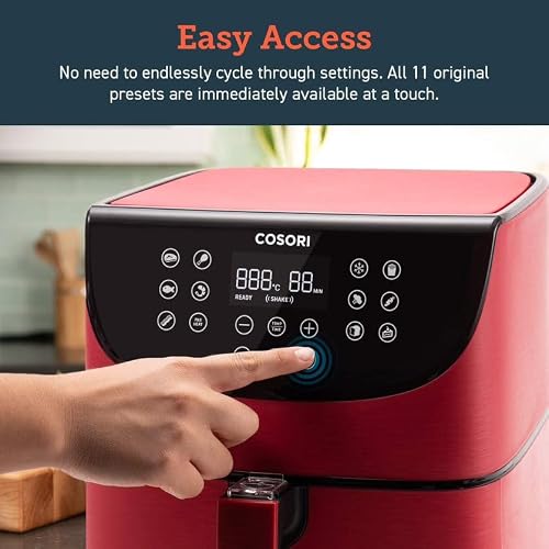 COSORI Air Fryer 5.8QT Oil-Free XL Electric Hot Air Fryers Oven, Programmable 11-in-1 Cooker with Preheat & Shake Reminder, Equipped Digital Touchscreen and Nonstick Basket, 100 Recipes, Red - My Kitchen Products