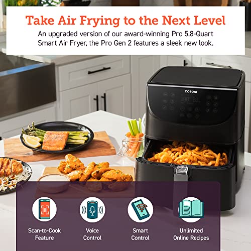 COSORI Air Fryer 5.8QT Pro Gen Smart 11-in-1 Toaster Oven , 100 Recipes Cookbook, 200+ Online Recipes , APP and Touch Screen Control, Works with Alexa & Google Assistant, Dishwasher-Safe Square Basket - My Kitchen Products