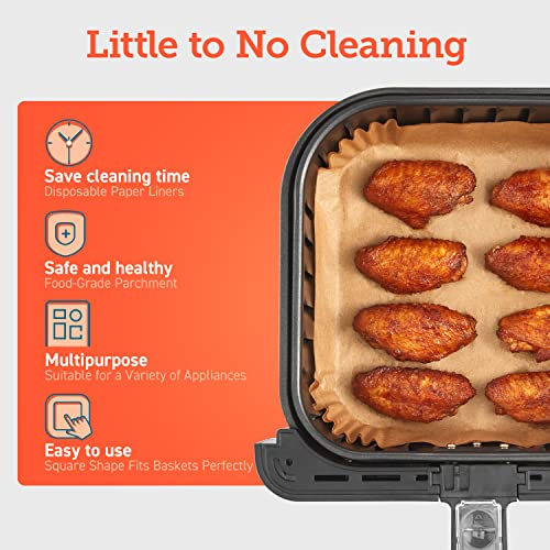 Cosori Air Fryer Liners, 100 PCS, 6.5", Square, Fits 3-5Qt Air Fryers - My Kitchen Products