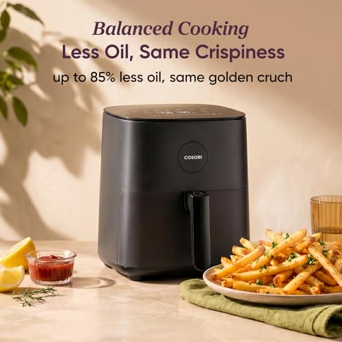 Cosori Air Fryer Pro, Compact 5QT, Ceramic Coating, 7 Presets with Preheat & Keep Warm, 450℉, Easy to use & clean, Shake Reminder, 130+ In-App Recipes, Nonstick & Dishwasher-Safe Basket, Gray - My Kitchen Products