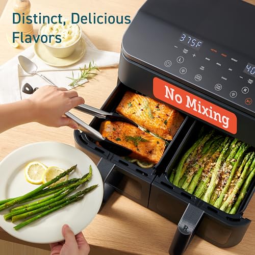 Cosori Dual Air Fryer 9Qt – 10-in-1, Fresh Balanced Meals for Family and Children with Double Baskets, Sync Cook & Finish to Bake, Roast, Reheat, Broil & 130 Recipes for Easy Cooking, Dishwasher Safe - My Kitchen Products