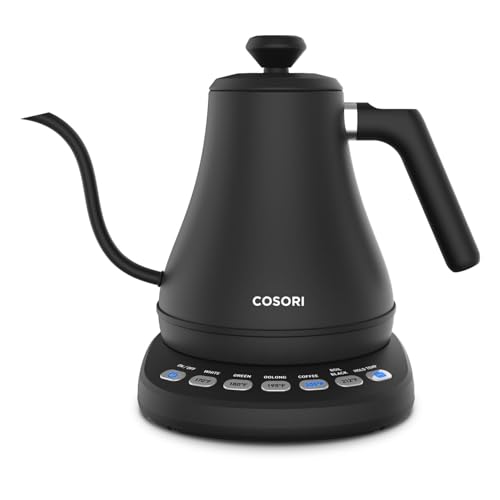 Cosori Electric Gooseneck Kettle with 5 Temperature Control Presets, Pour Over Kettle for Coffee & Tea, Hot Water Boiler, 100% Stainless Steel Inner Lid & Bottom, 1200W, 0.8L, Black - My Kitchen Products