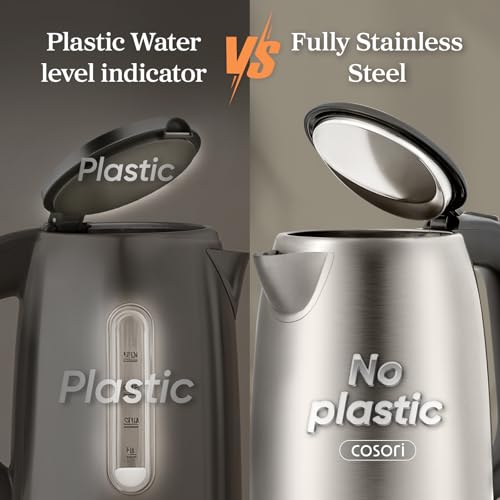 Cosori Electric Kettle, Plastic-Free Interior, Easy to Clean, Automatic Shut Off & Boil-Dry Protection, Stainless Steel Tea Kettle, Hot Water Boiler & Heater, 1.7L, 1500W - My Kitchen Products