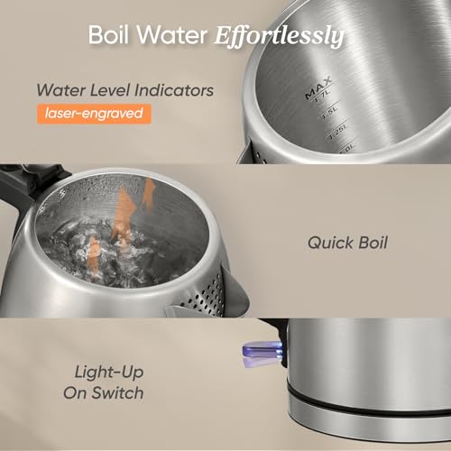 Cosori Electric Kettle, Plastic-Free Interior, Easy to Clean, Automatic Shut Off & Boil-Dry Protection, Stainless Steel Tea Kettle, Hot Water Boiler & Heater, 1.7L, 1500W - My Kitchen Products