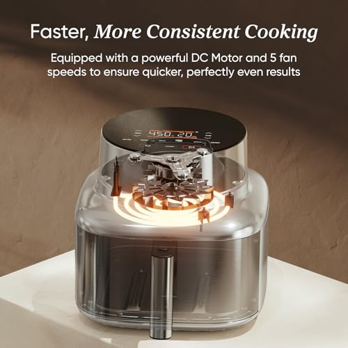 Cosori Iconic Stainless Steel 6.5 Qt Smart Air Fryer, PFAS-Free Ceramic Coating, Max 450°F, Consistent Cooking, Air Fry, Roast, Bake, Dry, Proof, Reheat, Dishwasher-Safe Basket, Chef-Crafted Recipes - My Kitchen Products