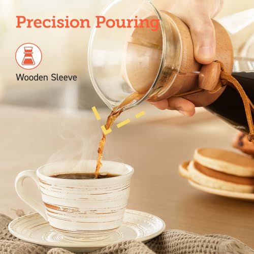 Cosori Pour Over Coffee Maker with Double Layer Stainless Steel Filter, 8-Cup, 34oz, Drip Coffee Maker, Coffee Dripper Brewer, High Heat Resistant Carafe, also for Camping, Hiking - My Kitchen Products