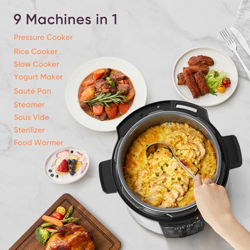 Cosori Pressure Cooker 6QT, Stainless Steel, 9-in-1 Multi Cooker, 12 Safety Features, Ceramic Inner Pot, Rice, Slow Cook, Sous Vide, Saute, 1100W - My Kitchen Products