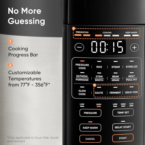 Cosori Pressure Cooker 6QT, Stainless Steel, 9-in-1 Multi Cooker, 12 Safety Features, Ceramic Inner Pot, Rice, Slow Cook, Sous Vide, Saute, 1100W - My Kitchen Products