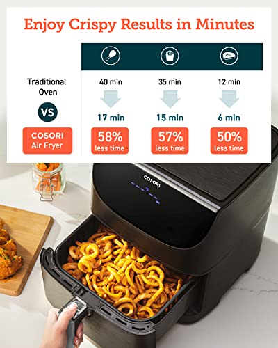 COSORI Pro Gen 2 Air Fryer 5.8QT, Upgraded Version with Stable Performance & Sleek New Look, 13 One Touch Functions, 100 Paper & 1100 Online Recipes, Dishwasher-Safe Detachable Square Basket, Black - My Kitchen Products