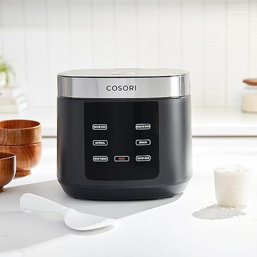 Cosori Rice Cooker 10 Cup, 24h Keep Warm, Non-stick Ceramic Inner Pot, 18 Functions Fuzzy Logic Rice Maker with Stainless Steel Steamer Basket, Sauté, Slow Cooker, Black - My Kitchen Products