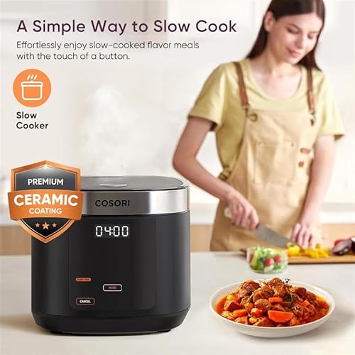 Cosori Rice Cooker 10 Cup, 24h Keep Warm, Non-stick Ceramic Inner Pot, 18 Functions Fuzzy Logic Rice Maker with Stainless Steel Steamer Basket, Sauté, Slow Cooker, Black - My Kitchen Products