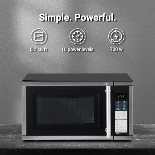 Countertop Microwave Ovens 0.7 Cu. Ft. 700 Watts Microwave Oven With LED Lighting,Turntable and Child Lock,Compact Microwave Perfect for Apartments and Dorms,Easy Clean Interior, Black - My Kitchen Products