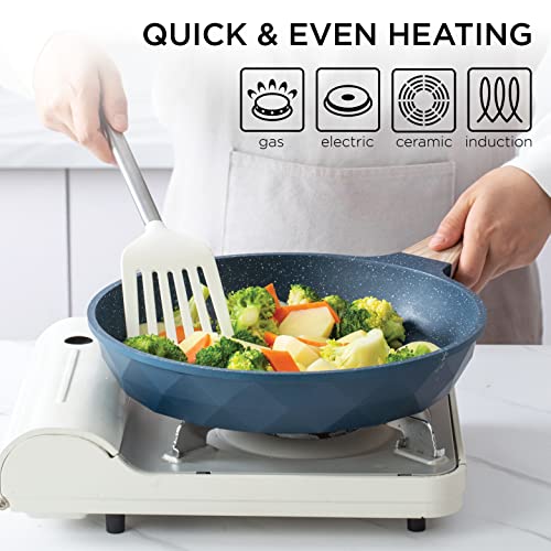 Country Kitchen Non-Stick Cast Aluminum Cookware Set - Durable Kitchen Cookware for Everyday Cooking, Navy Diamond, 11 Pc. - My Kitchen Products