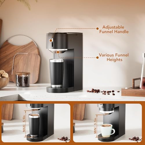 COWSAR Single Serve Coffee Maker, 2 in 1 Coffee Brewer for K-CUP Pod & Ground Coffee, 6-14 Oz Adjustable Brew Sizes, 14Oz Water Reservoir, Self-cleaning Compact Coffee Machine for Home Office Travel - My Kitchen Products