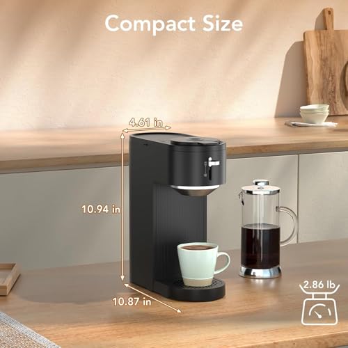 COWSAR Single Serve Coffee Maker, 2 in 1 Coffee Brewer for K-CUP Pod & Ground Coffee, 6-14 Oz Adjustable Brew Sizes, 14Oz Water Reservoir, Self-cleaning Compact Coffee Machine for Home Office Travel - My Kitchen Products