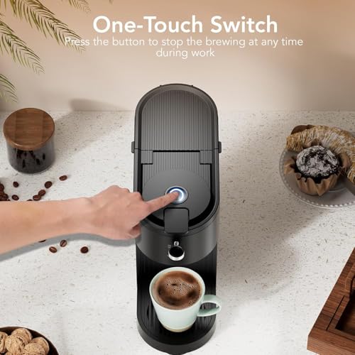 COWSAR Single Serve Coffee Maker, 2 in 1 Coffee Brewer for K-CUP Pod & Ground Coffee, 6-14 Oz Adjustable Brew Sizes, 14Oz Water Reservoir, Self-cleaning Compact Coffee Machine for Home Office Travel - My Kitchen Products