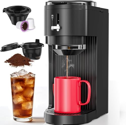 COWSAR Single Serve Coffee Maker, 2 in 1 Coffee Brewer for K-CUP Pod & Ground Coffee, 6-14 Oz Adjustable Brew Sizes, 14Oz Water Reservoir, Self-cleaning Compact Coffee Machine for Home Office Travel - My Kitchen Products